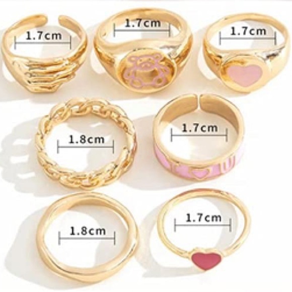 7PC Gold Stackable Ring Set - Picture 3 of 3